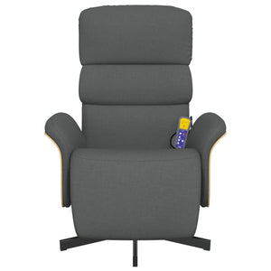 Fauteuil inclinable de massage et repose-pieds gris foncé tissu
