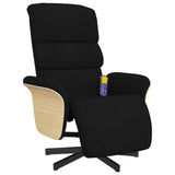 Fauteuil inclinable de massage avec repose-pieds noir tissu