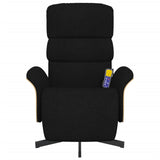 Fauteuil inclinable de massage avec repose-pieds noir tissu