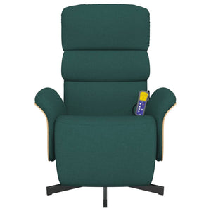 Fauteuil inclinable de massage et repose-pieds vert foncé tissu