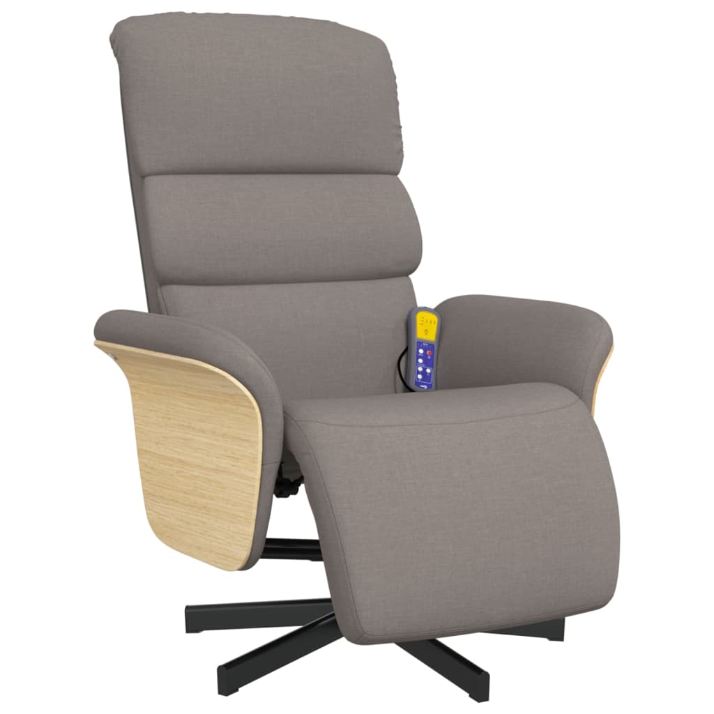 Fauteuil inclinable de massage avec repose-pieds taupe tissu