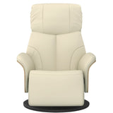 Fauteuil inclinable avec repose-pieds crème similicuir