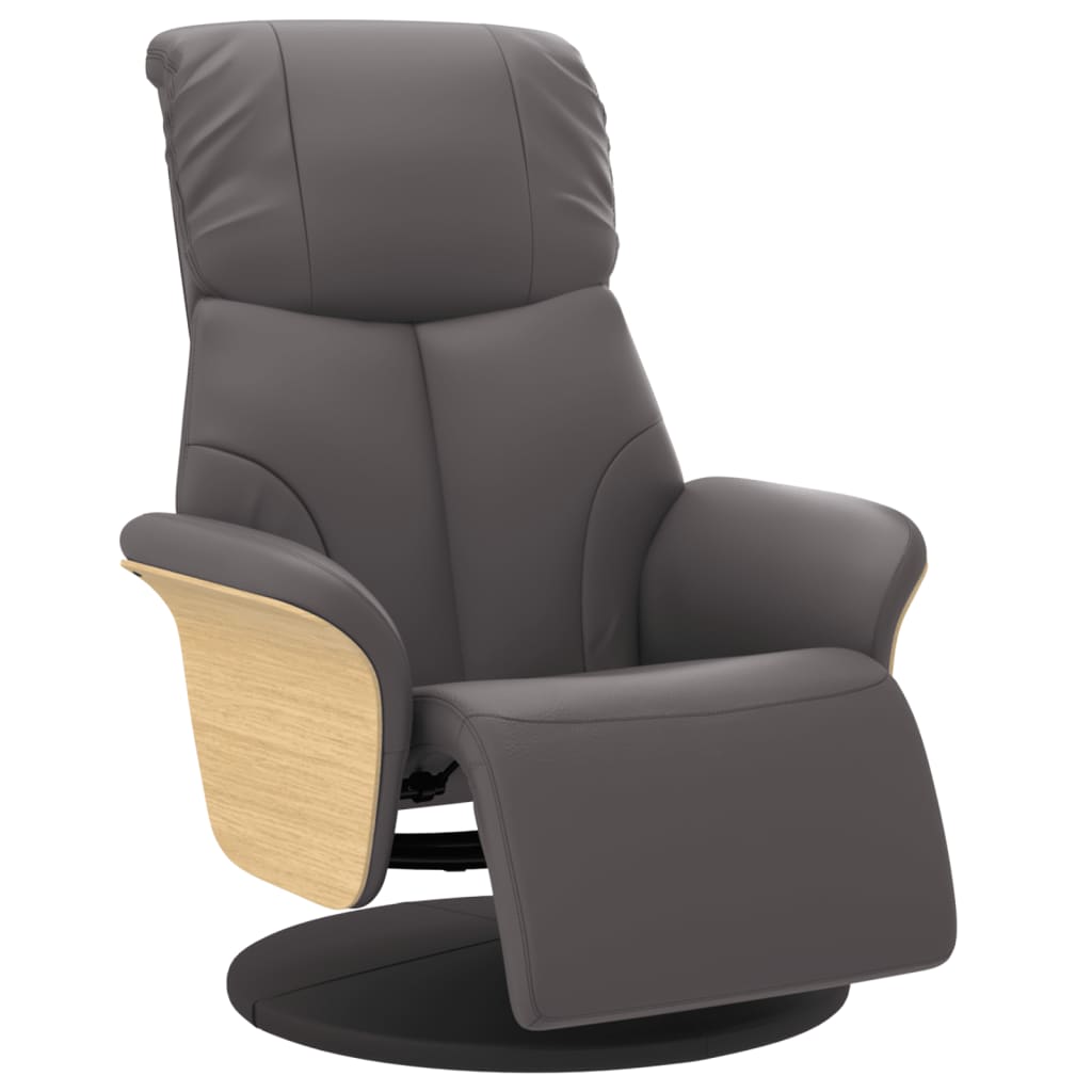 Fauteuil inclinable avec repose-pieds gris similicuir