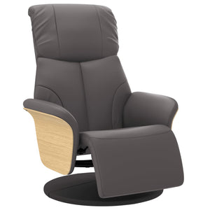 Fauteuil inclinable avec repose-pieds gris similicuir