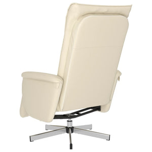 Fauteuil inclinable avec repose-pieds crème similicuir