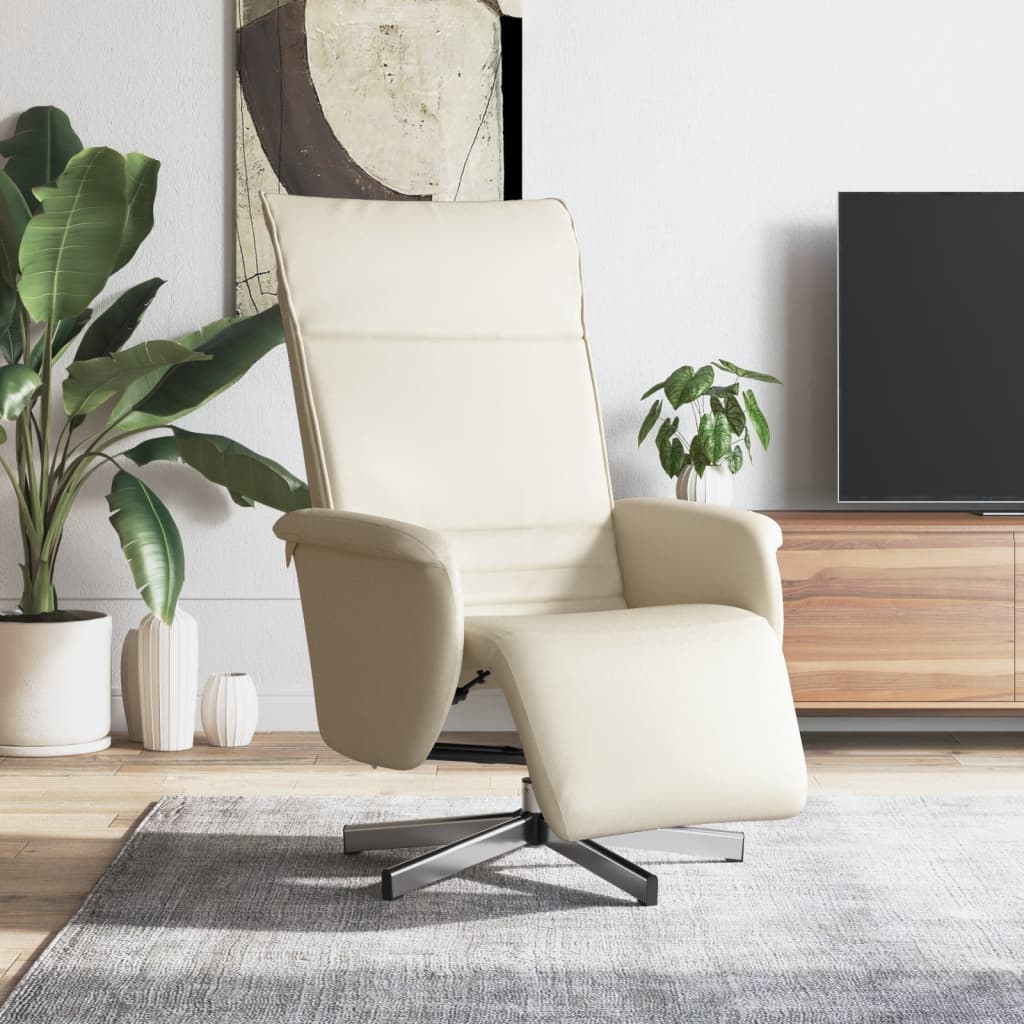 Fauteuil inclinable avec repose-pieds crème similicuir