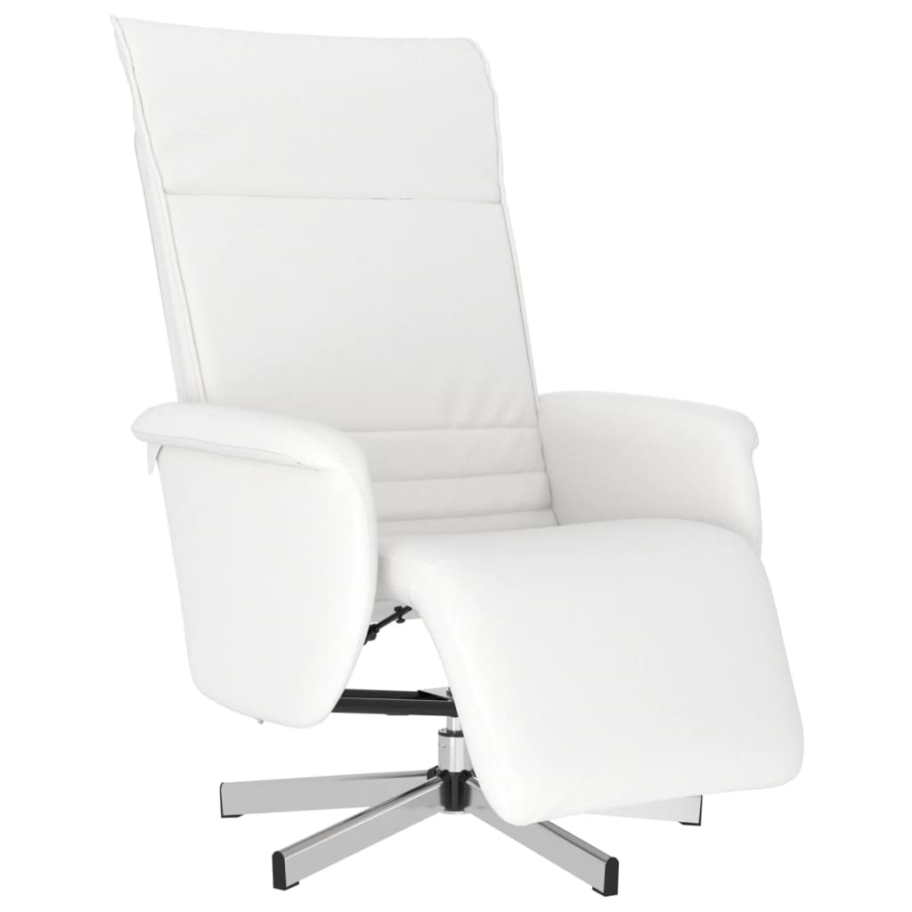 Fauteuil inclinable avec repose-pieds blanc similicuir