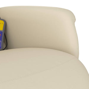 Fauteuil inclinable de massage et repose-pieds crème similicuir