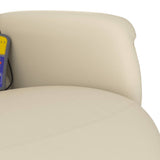 Fauteuil inclinable de massage et repose-pieds crème similicuir