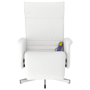 Fauteuil inclinable de massage repose-pieds blanc similicuir