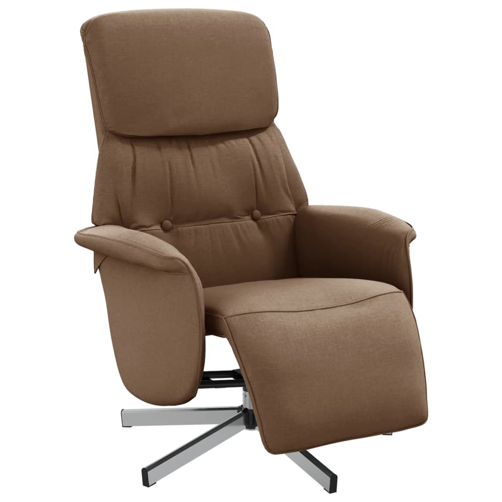 Fauteuil inclinable avec repose-pieds marron tissu