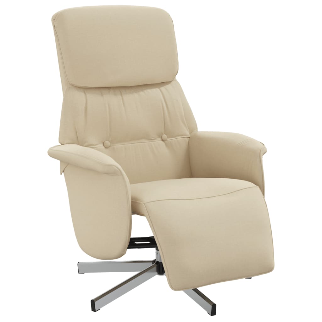 Fauteuil inclinable avec repose-pied crème tissu