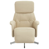 Fauteuil inclinable avec repose-pied crème tissu