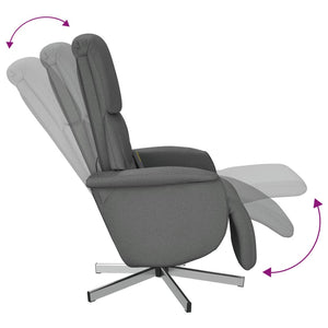 Fauteuil inclinable de massage et repose-pieds gris foncé tissu
