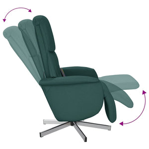 Fauteuil inclinable de massage et repose-pieds vert foncé tissu