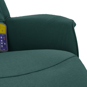 Fauteuil inclinable de massage et repose-pieds vert foncé tissu