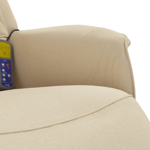 Fauteuil inclinable de massage avec repose-pieds crème tissu