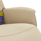 Fauteuil inclinable de massage avec repose-pieds crème tissu