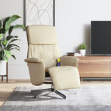 Fauteuil inclinable de massage avec repose-pieds crème tissu