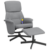 Fauteuil inclinable de massage et repose-pied gris clair tissu