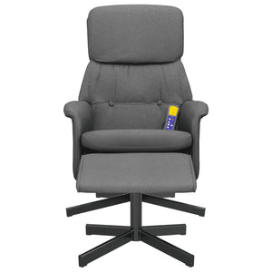 Fauteuil de massage inclinable et repose-pieds gris foncé tissu