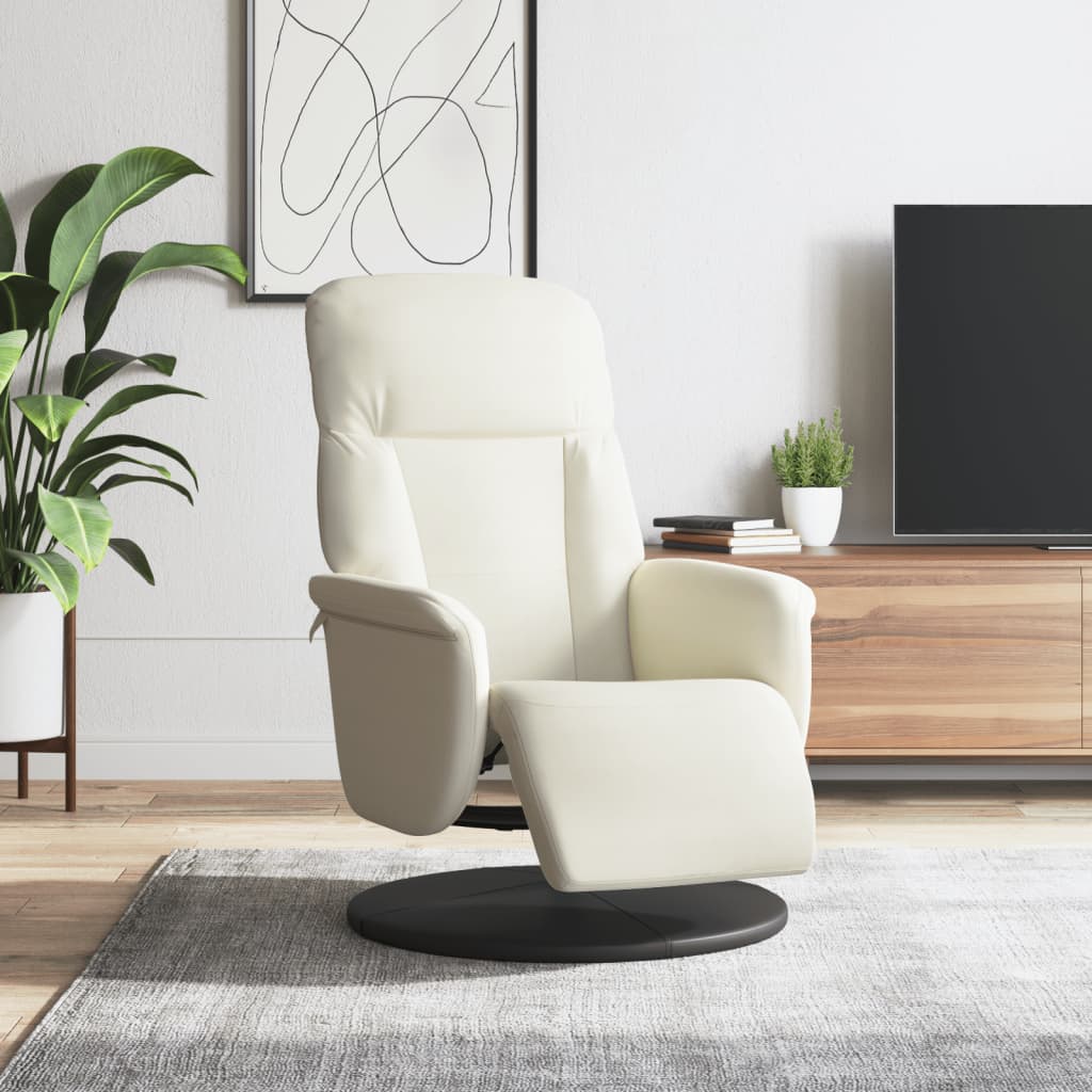 Fauteuil inclinable avec repose-pied crème velours