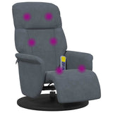 Fauteuil inclinable de massage repose-pied gris foncé velours