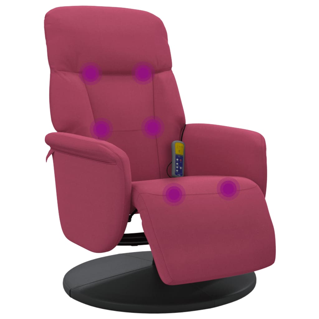 Fauteuil de massage inclinable avec repose-pied rouge bordeaux