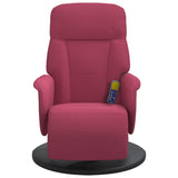 Fauteuil de massage inclinable avec repose-pied rouge bordeaux