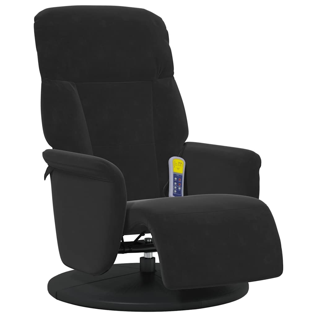 Fauteuil inclinable de massage avec repose-pied noir velours