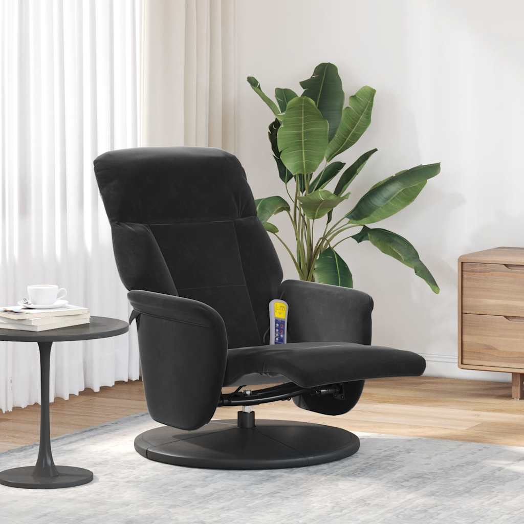 Fauteuil inclinable de massage avec repose-pied noir velours
