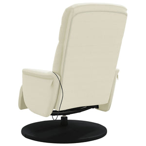 Fauteuil inclinable de massage avec repose-pieds crème velours