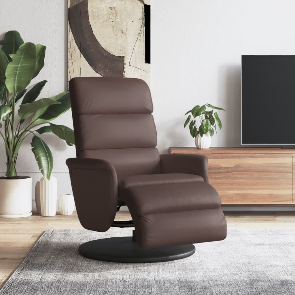 Fauteuil inclinable avec repose-pieds marron similicuir