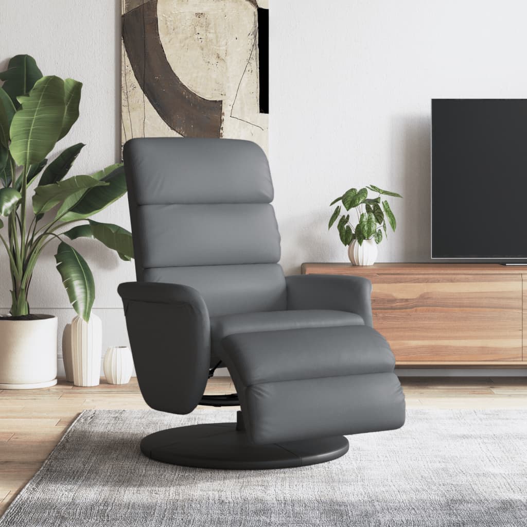 Fauteuil inclinable avec repose-pieds gris similicuir
