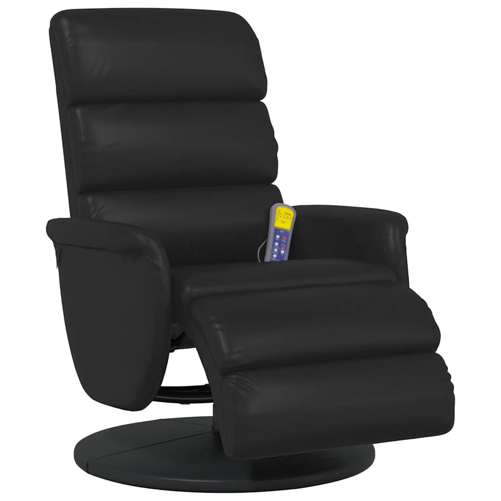 Fauteuil inclinable de massage repose-pieds noir similicuir