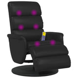 Fauteuil inclinable de massage repose-pieds noir similicuir