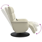 Fauteuil inclinable de massage et repose-pieds crème similicuir