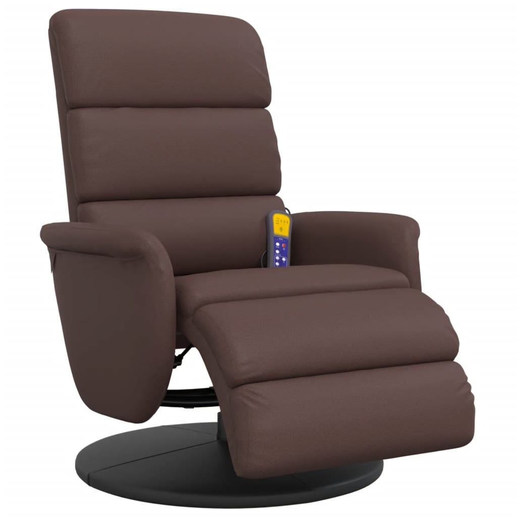 Fauteuil inclinable de massage repose-pieds marron similicuir