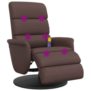 Fauteuil inclinable de massage repose-pieds marron similicuir