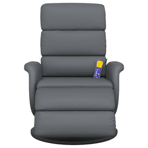 Fauteuil inclinable de massage repose-pieds gris similicuir