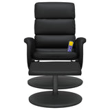 Fauteuil inclinable de massage avec repose-pied noir similicuir