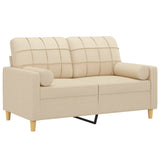 Canapé 2 places avec oreillers décoratifs crème 120 cm tissu