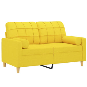 Canapé 2 places avec oreillers jaune clair 120 cm tissu