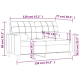 Canapé 2 places avec oreillers jaune clair 120 cm tissu