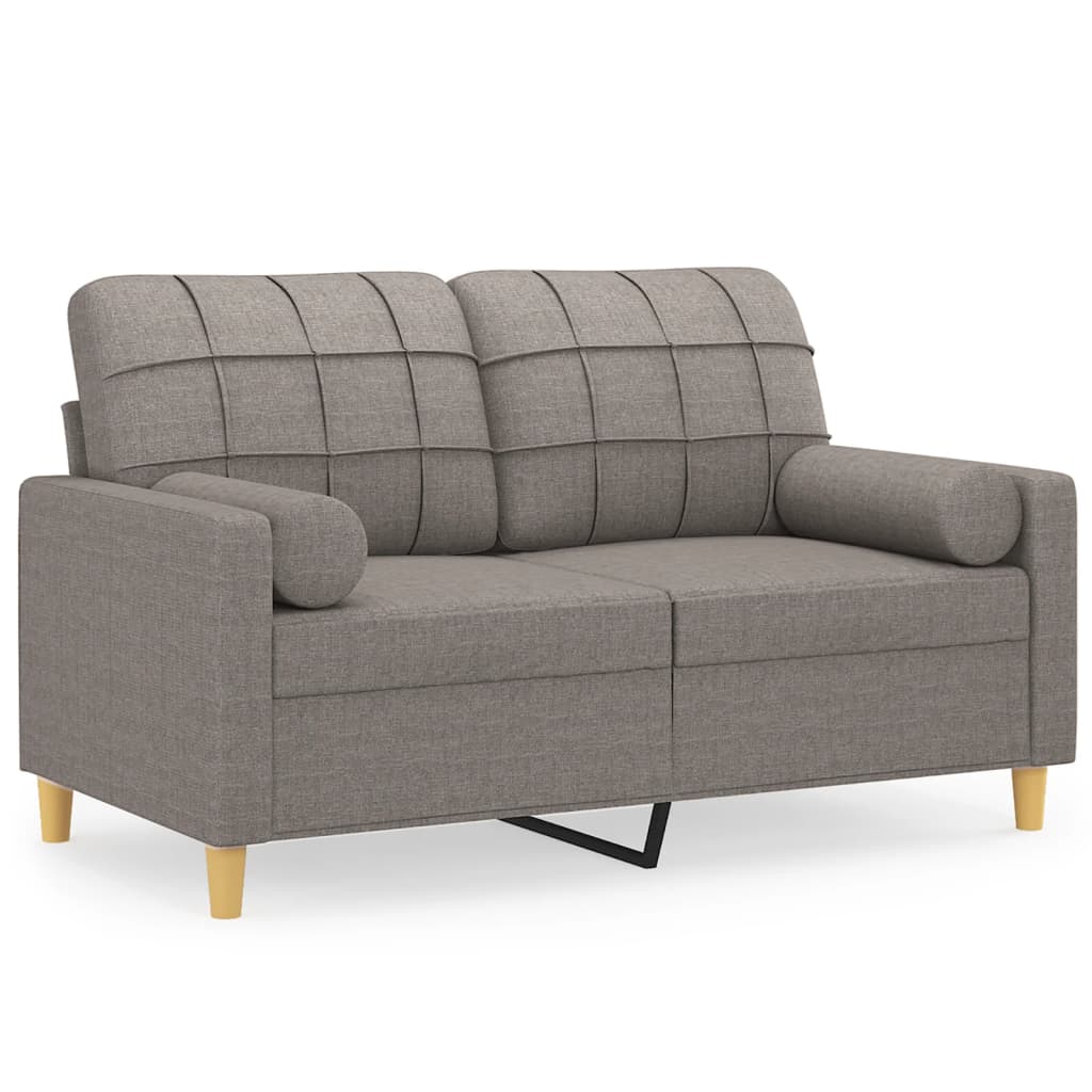 Canapé 2 places avec oreillers décoratifs taupe 120 cm tissu