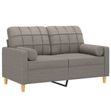 Canapé 2 places avec oreillers décoratifs taupe 120 cm tissu