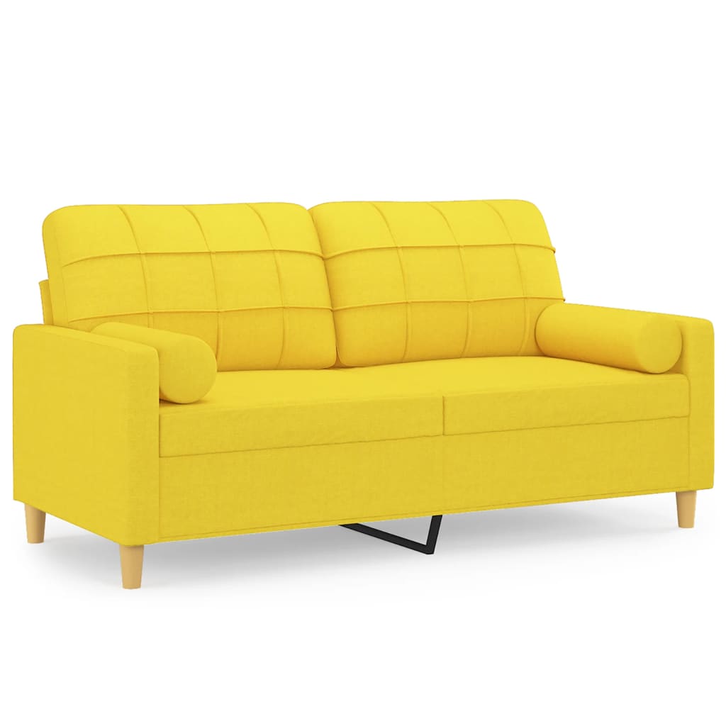 Canapé 2 places avec oreillers jaune clair 140 cm tissu