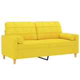 Canapé 2 places avec oreillers jaune clair 140 cm tissu