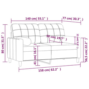 Canapé 2 places avec oreillers jaune clair 140 cm tissu
