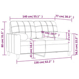 Canapé 2 places avec oreillers jaune clair 140 cm tissu